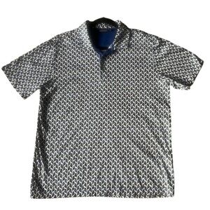 Bugatchi Victor Bird‎ Print OoohCotton® Polo Shirt Size Large